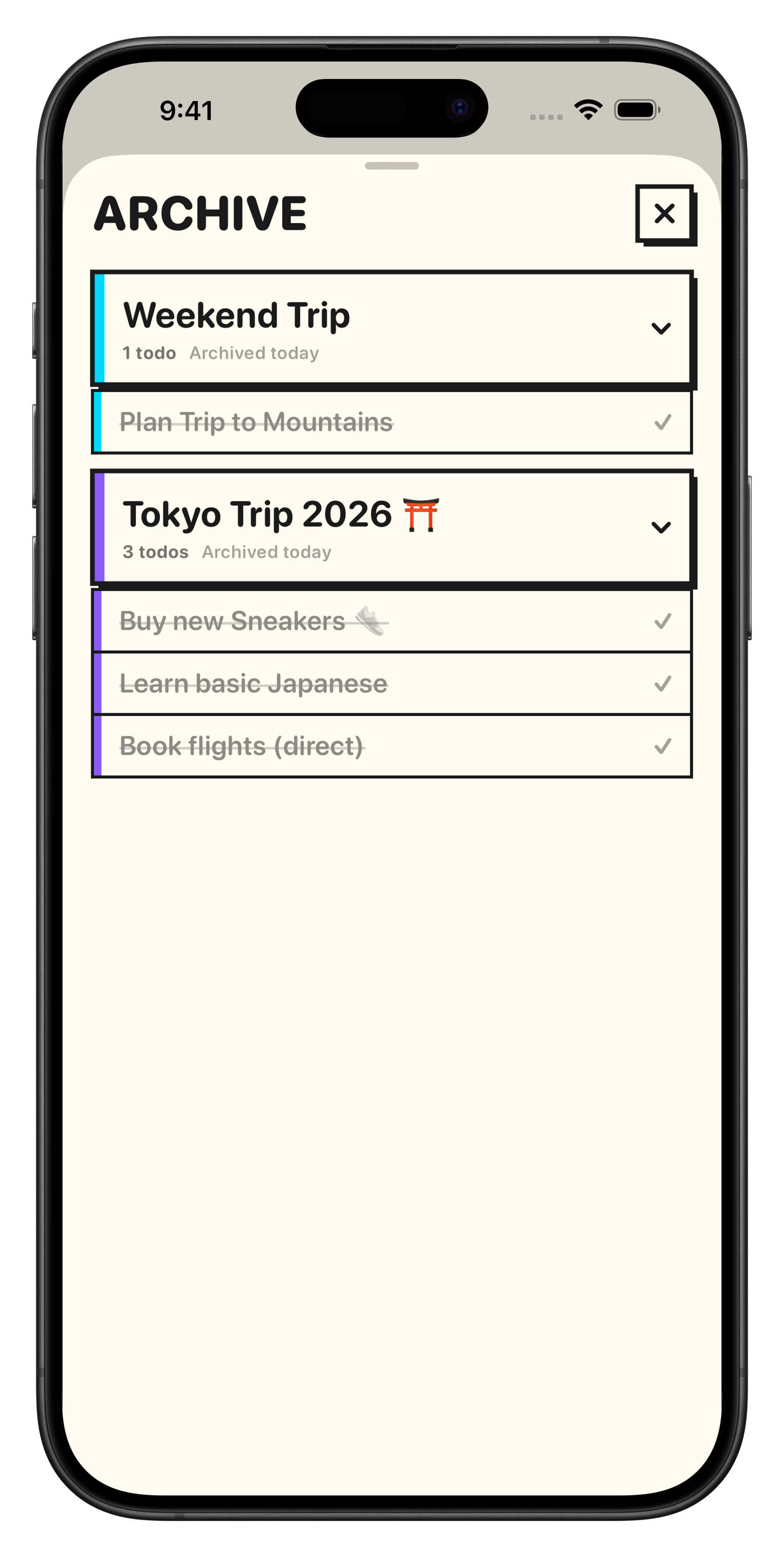 Bloc archive showing completed projects