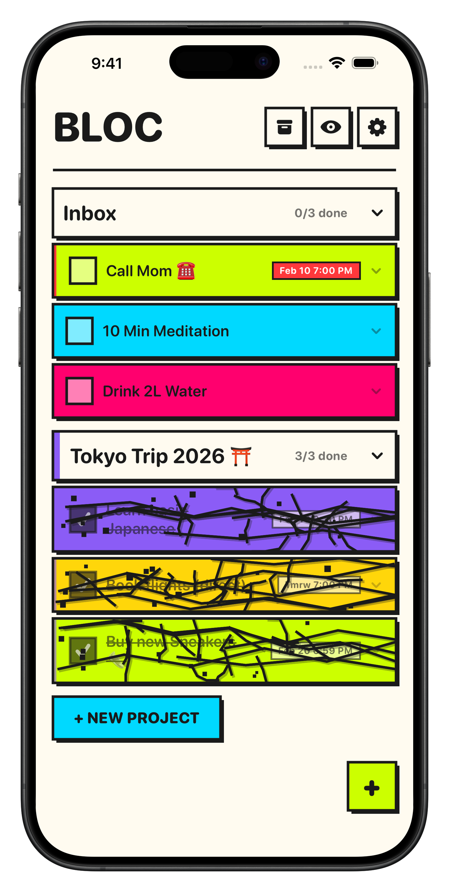 Bloc shatter effect on completed tasks